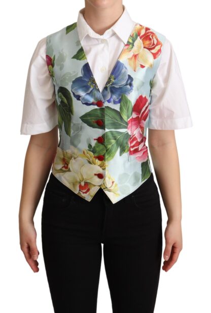 Dolce & Gabbana - Elegant Floral Print Silk Waistcoat