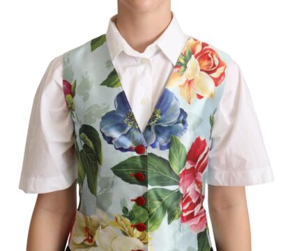 Dolce & Gabbana - Elegant Floral Print Silk Waistcoat