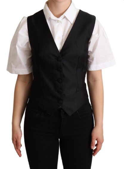 Dolce & Gabbana - Elegant Silk Blend Black Waistcoat