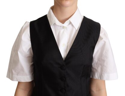 Dolce & Gabbana - Elegant Silk Blend Black Waistcoat