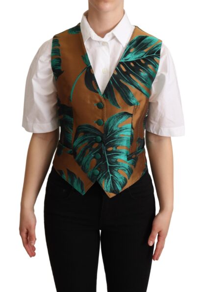 Dolce & Gabbana - Elegant Green Leaf Print Waistcoat