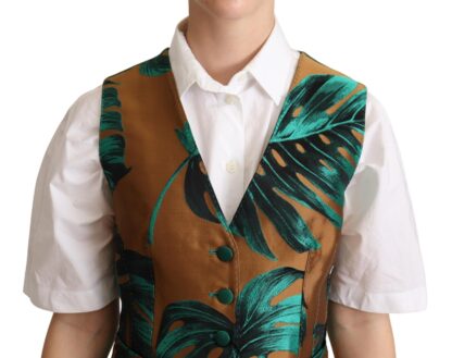 Dolce & Gabbana - Elegant Green Leaf Print Waistcoat