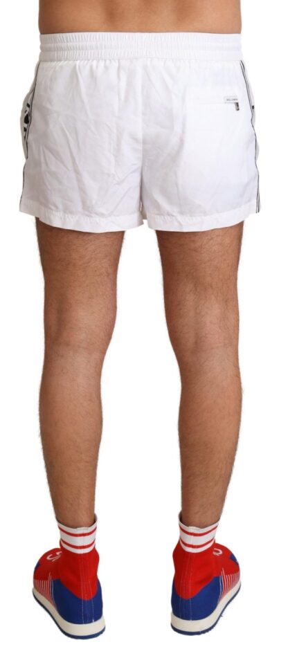 Dolce & Gabbana - Elegant White KING Motive Swim Trunks