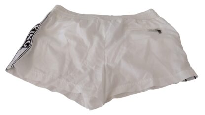 Dolce & Gabbana - Elegant White KING Motive Swim Trunks