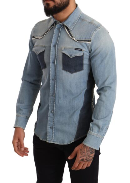 Dolce & Gabbana - Elegant Blue Denim Slim Fit Shirt