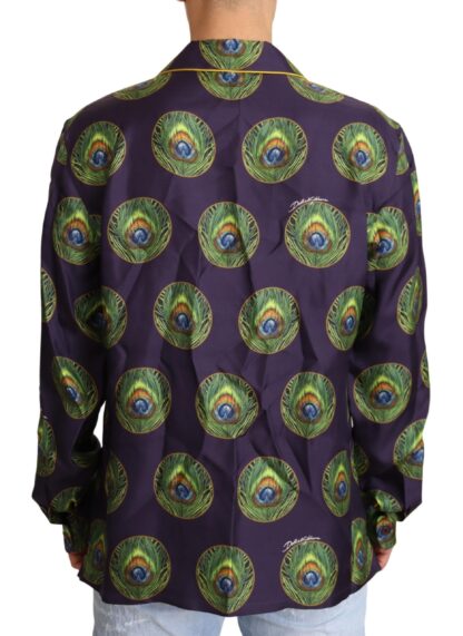 Dolce & Gabbana - Exquisite Silk Casual Men's Shirt in Purple and Green