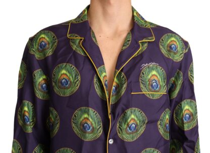 Dolce & Gabbana - Exquisite Silk Casual Men's Shirt in Purple and Green