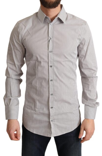 Dolce & Gabbana - Elegant Gray Striped Slim Fit Dress Shirt