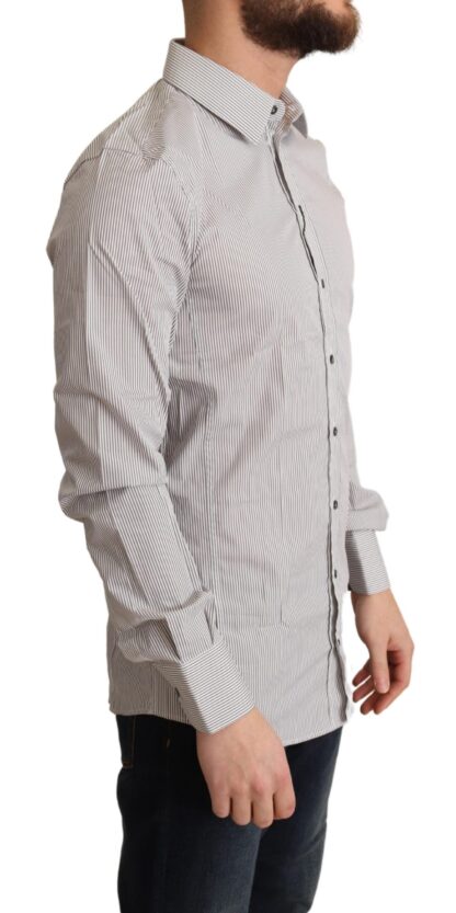 Dolce & Gabbana - Elegant Gray Striped Slim Fit Dress Shirt