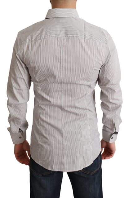 Dolce & Gabbana - Elegant Gray Striped Slim Fit Dress Shirt