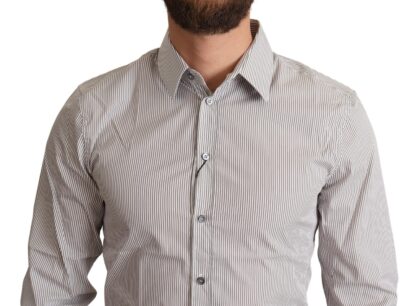 Dolce & Gabbana - Elegant Gray Striped Slim Fit Dress Shirt