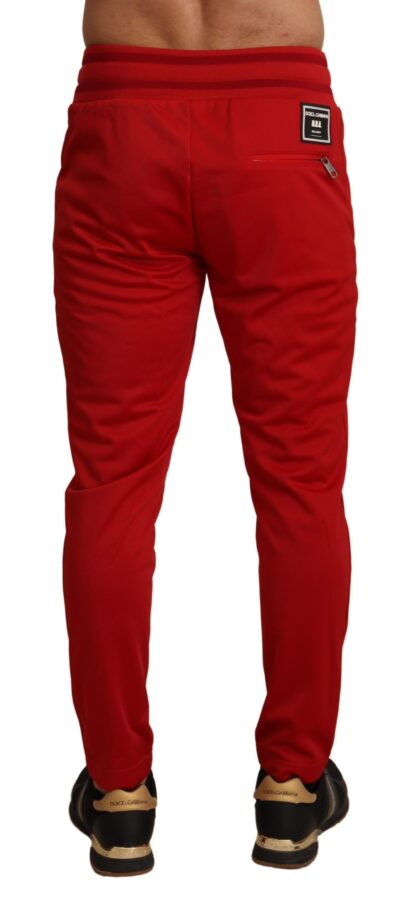 Dolce & Gabbana - Elegant Red Casual Sweatpants with Logo Plaque