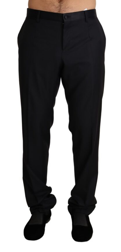 Dolce & Gabbana - Elegant Black Wool Silk Blend Tuxedo Trousers