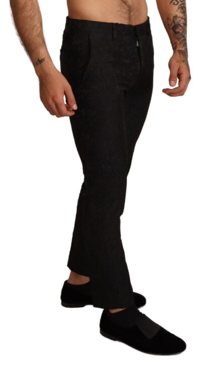 Dolce & Gabbana - Elegant Black Floral Brocade Dress Pants