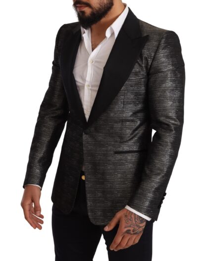 Dolce & Gabbana - Metallic Gray Jacquard Slim Fit Blazer