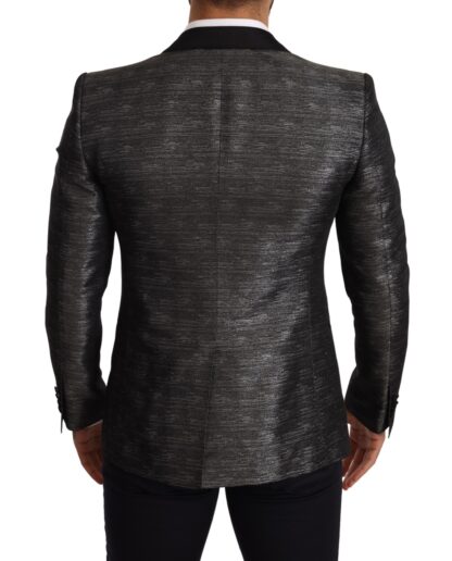 Dolce & Gabbana - Metallic Gray Jacquard Slim Fit Blazer