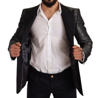 Dolce & Gabbana - Metallic Gray Jacquard Slim Fit Blazer