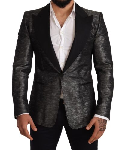 Dolce & Gabbana - Metallic Gray Jacquard Slim Fit Blazer