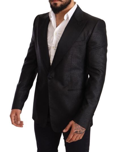 Dolce & Gabbana - Elegant Black Metallic Slim Fit Blazer Jacket