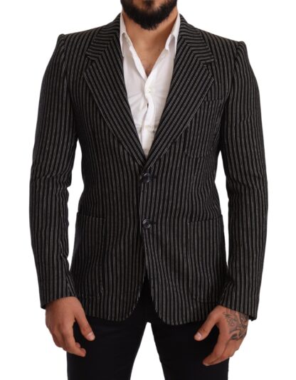 Dolce & Gabbana - Elegant Black Striped Virgin Wool Blazer