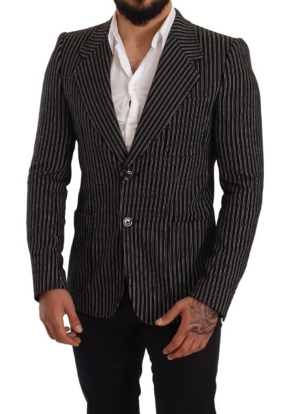 Dolce & Gabbana - Elegant Black Striped Virgin Wool Blazer