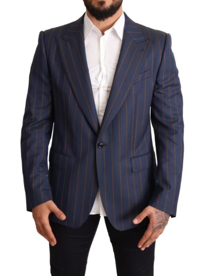 Dolce & Gabbana - Elegant Slim Fit Blue Striped Wool Blazer