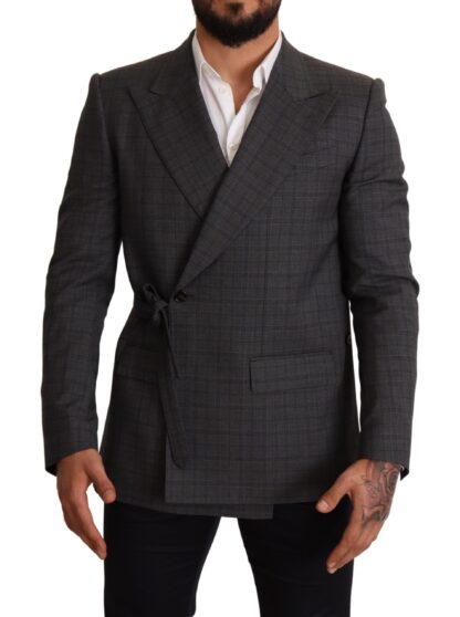 Dolce & Gabbana - Chic Gray Check Martini Slim Fit Double-Breasted Blazer