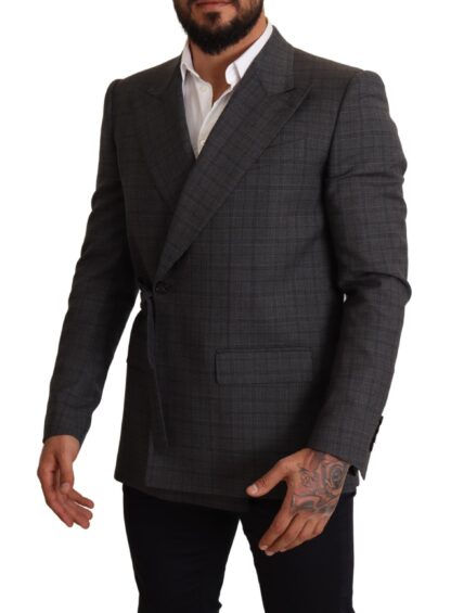 Dolce & Gabbana - Chic Gray Check Martini Slim Fit Double-Breasted Blazer