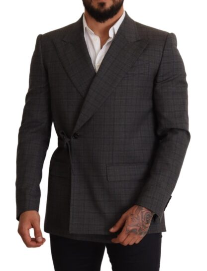 Dolce & Gabbana - Chic Gray Check Martini Slim Fit Double-Breasted Blazer