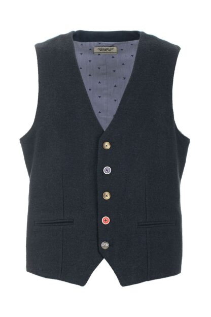 Fred Mello - Chic Blue Buttoned Vest with Dual Pockets