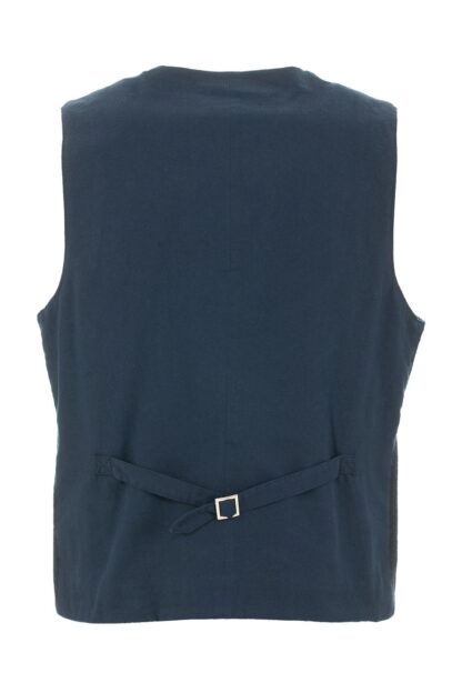 Fred Mello - Chic Blue Buttoned Vest with Dual Pockets