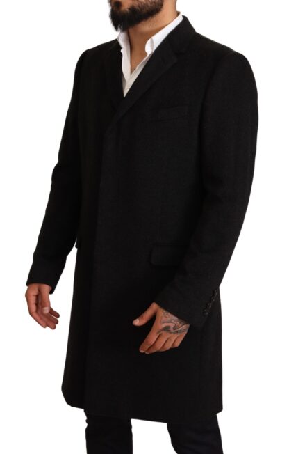 Dolce & Gabbana - Elegant Gray Long Overcoat in Pure Cashmere