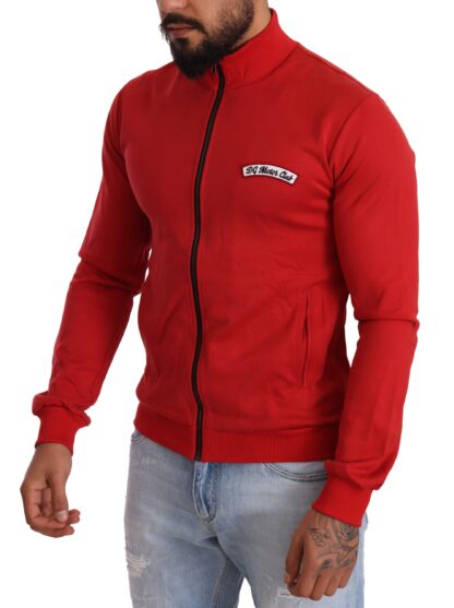 Dolce & Gabbana - Elegant Red Full Zip Sweater with DG Motor Club Motif