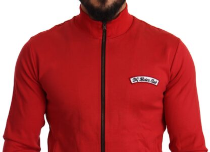 Dolce & Gabbana - Elegant Red Full Zip Sweater with DG Motor Club Motif