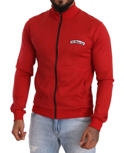 Dolce & Gabbana - Elegant Red Full Zip Sweater with DG Motor Club Motif