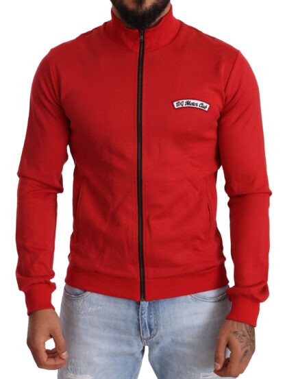 Dolce & Gabbana - Elegant Red Full Zip Sweater with DG Motor Club Motif