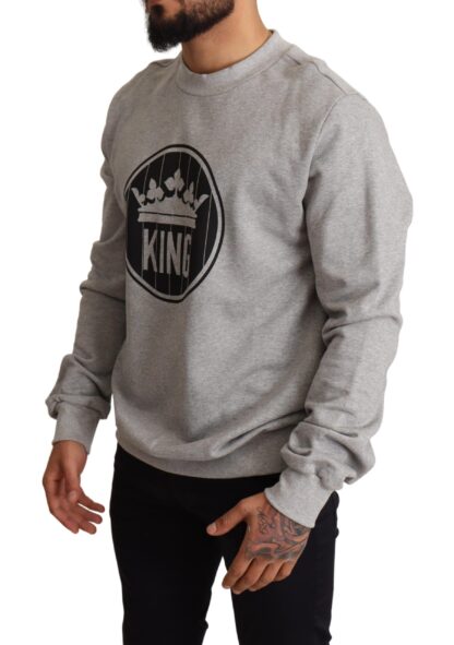 Dolce & Gabbana - Regal Crown Cotton Sweater - Sophisticated Gray