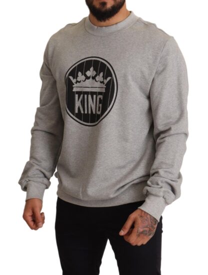 Dolce & Gabbana - Regal Crown Cotton Sweater - Sophisticated Gray