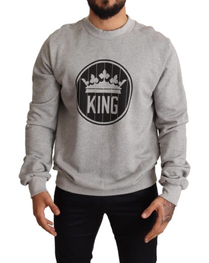 Dolce & Gabbana - Regal Crown Cotton Sweater - Sophisticated Gray