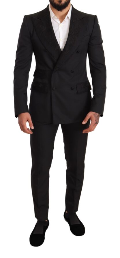 Dolce & Gabbana - Elegant Black Floral Brocade Suit