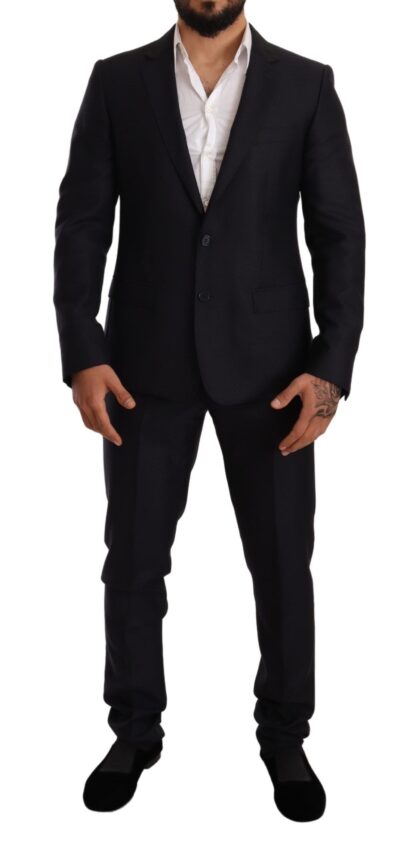 Dolce & Gabbana - Elegant Slim Fit Jacquard Suit in Blue