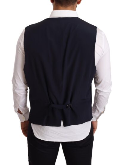 Dolce & Gabbana - Elegant Blue Wool and Silk Dress Vest