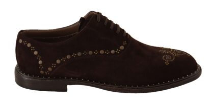 Dolce & Gabbana - Elegant Brown Suede Studded Derby Shoes