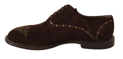 Dolce & Gabbana - Elegant Brown Suede Studded Derby Shoes