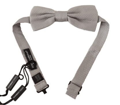 Dolce & Gabbana - Elegant Silver Silk Bow Tie