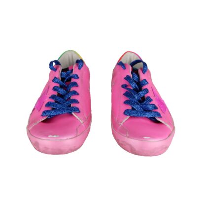 Golden Goose - Pink Glitter-String Suede Sneakers