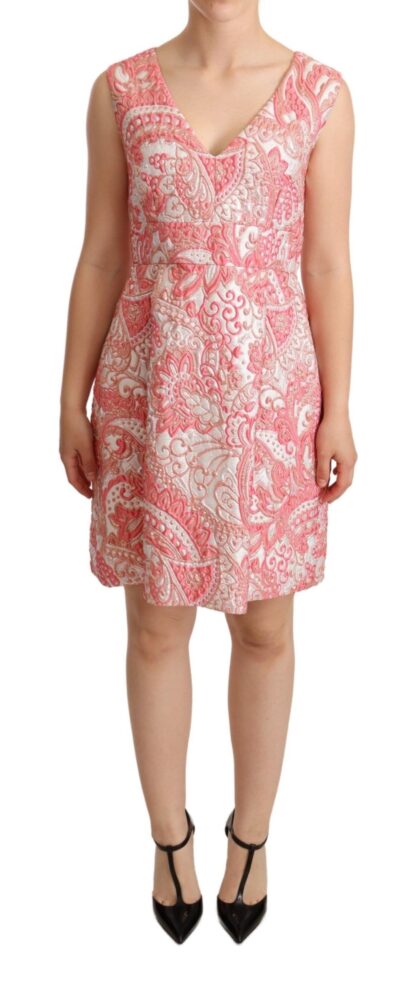 Dolce & Gabbana - Elegant Pink Jacquard Floral Sheath Dress