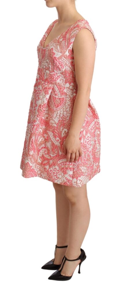 Dolce & Gabbana - Elegant Pink Jacquard Floral Sheath Dress