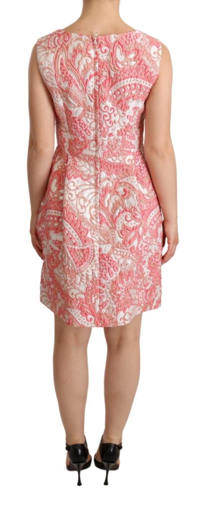 Dolce & Gabbana - Elegant Pink Jacquard Floral Sheath Dress