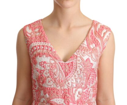 Dolce & Gabbana - Elegant Pink Jacquard Floral Sheath Dress